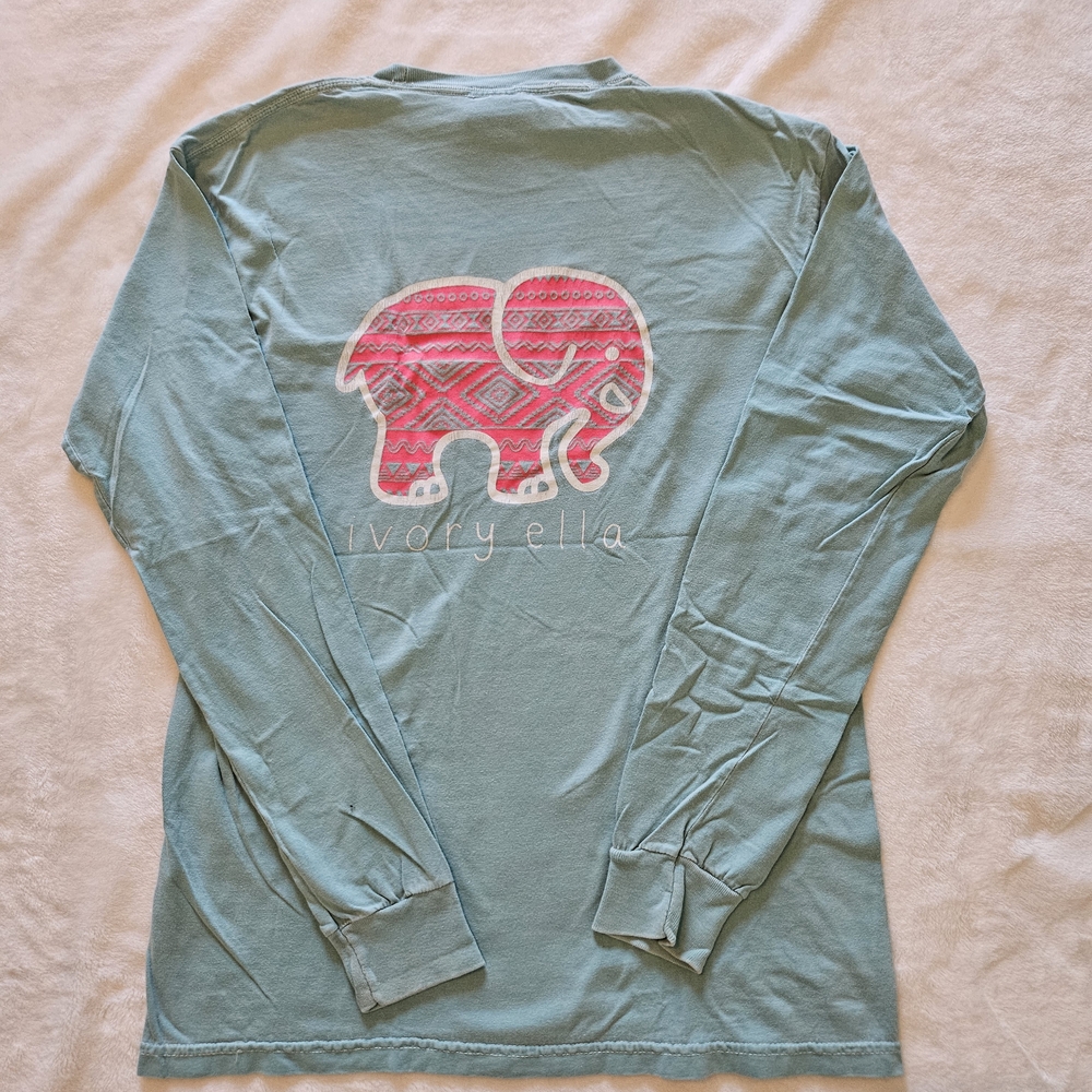 Ivory Ella Teal Long Sleeve with Pink Elephant